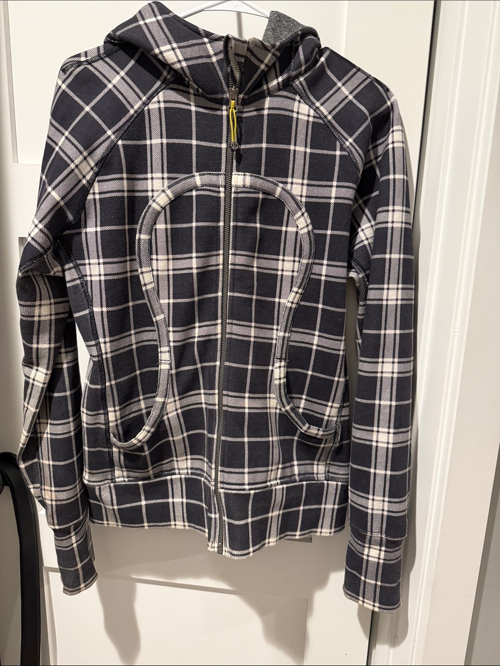 Lululemon Plaid Hooded Zip Jacket in Black & White